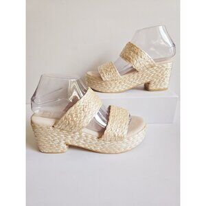 Beach By Matisse Ocean Ave Raffia Braided Beige Platform Chunky Sandals Shoes 8